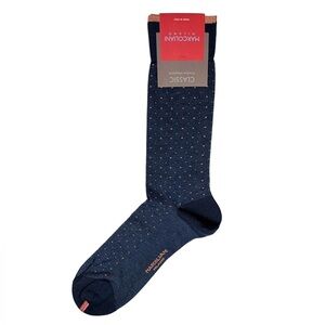 *NEW* Men’s Marcoliani Milano Varese Pindot Navy Mid Calf Dress Socks